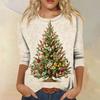 Women's Fashion Casual Round Neck 3/4 Sleeve Loose Printed T-Shirt Ladies Top