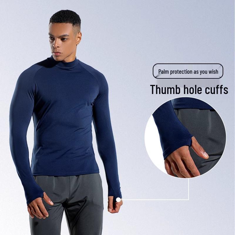 Herren Schnelltrocknendes Elastisches Langarm-Sport-T-Shirt für Laufen und Basketball - Frühling/Herbst.
