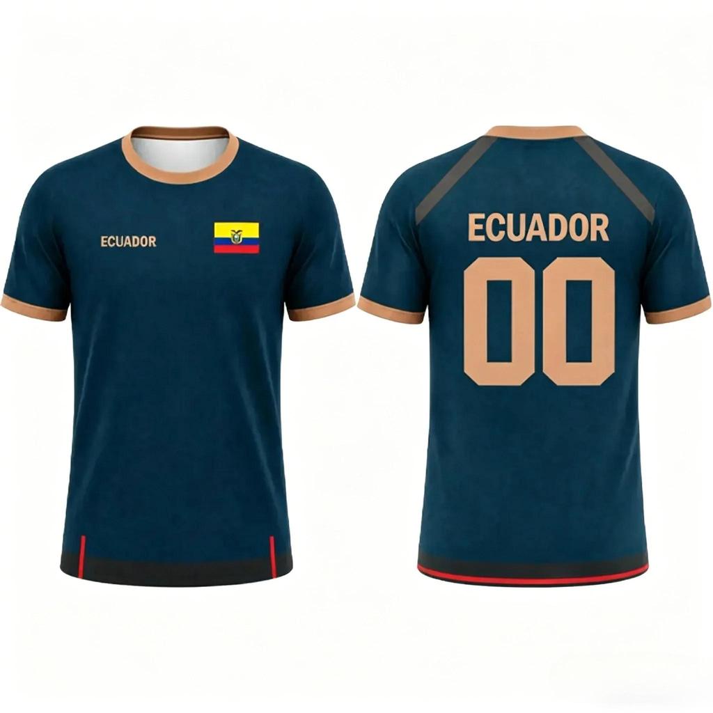 Maillots de l'équipe de football équatorienne, tailles enfants et adultes, vêtements de sport familiaux, imprimé bleu et blanc, tenues d'entraînement pour les passionnés de sport.