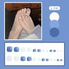 24Pcs Glossy Lake Blue Press On Toenails Full Coverage Artificial Acrylic Fake Toe Nails Removable Wearable Nail Art