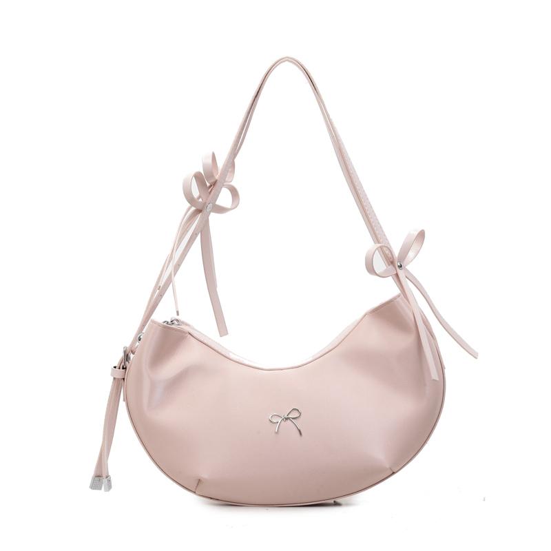 2025 Fashionable New Glossy PU Half Moon Shoulder Bags Solid Zipper High Quality Stylish Design Exquisite Armpit Bags for Women