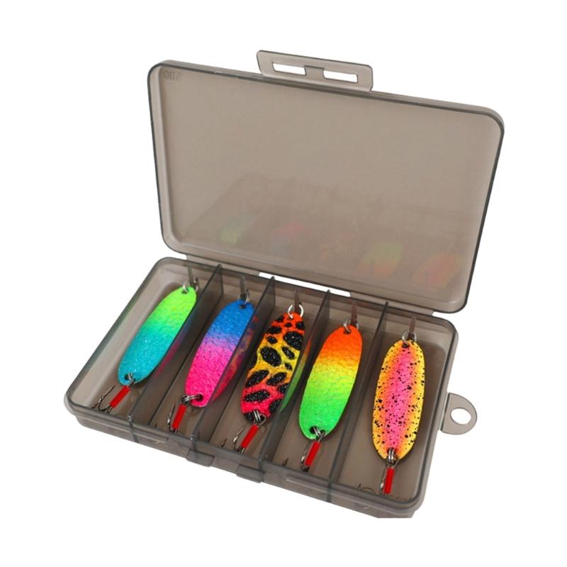 Metal Spoon Fish Lures Fishing Spinner Baits Casting Baits Metal Construction Curved Fishing Lures Sequins Baits Set