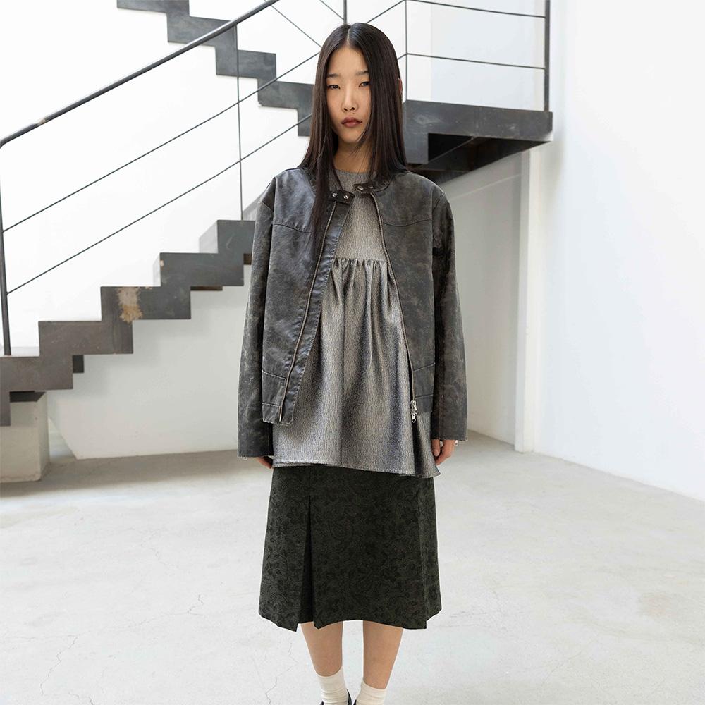 999Hyumeoniti Two-Pleated Paisley Skirt (Khaki)