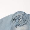 Südlicher Wind Denim Mini 3D Floral Trendig Koreanische Mode Damenrock, Rock, K-Pop Girls Hein-Stil, Print, Stilvoll, (JP, Alphabet, L, Blau)