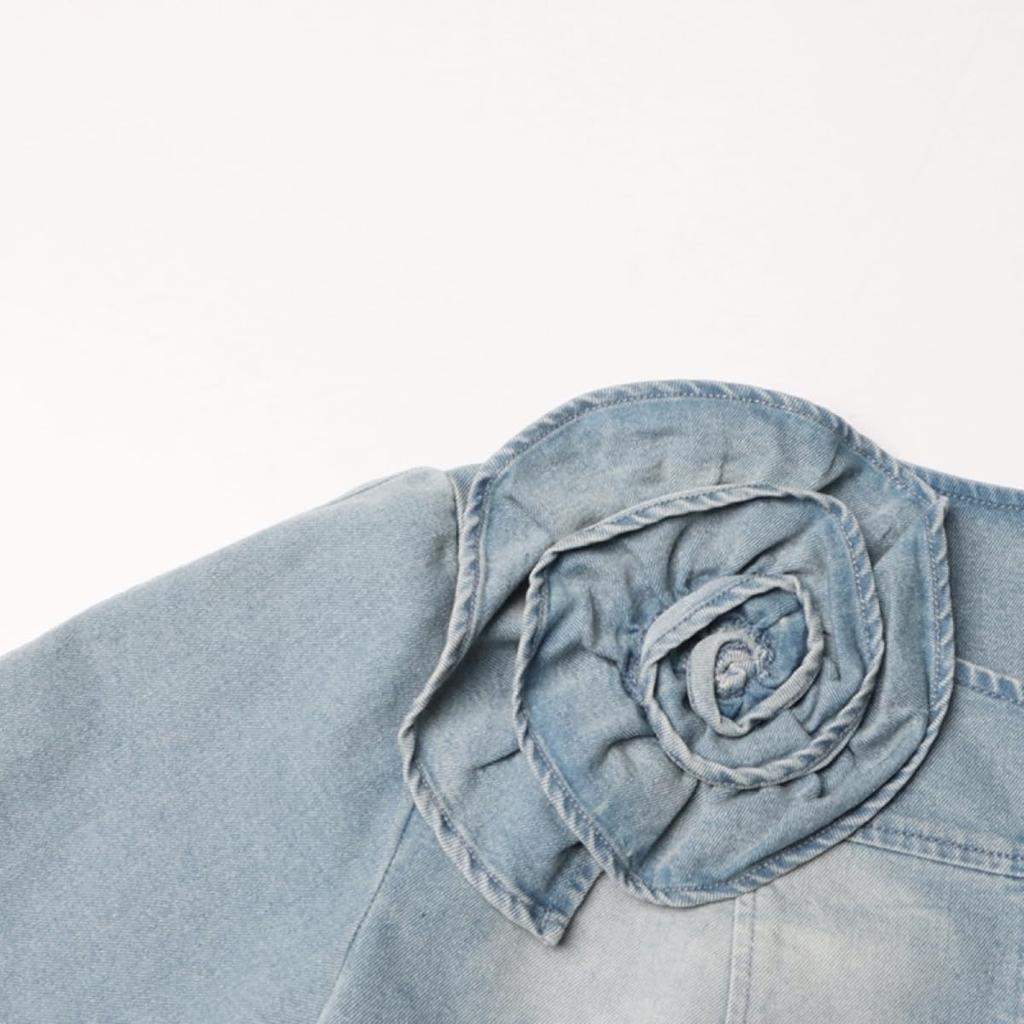 Südlicher Wind Denim Mini 3D Floral Trendig Koreanische Mode Damenrock, Rock, K-Pop Girls Hein-Stil, Print, Stilvoll, (JP, Alphabet, L, Blau)