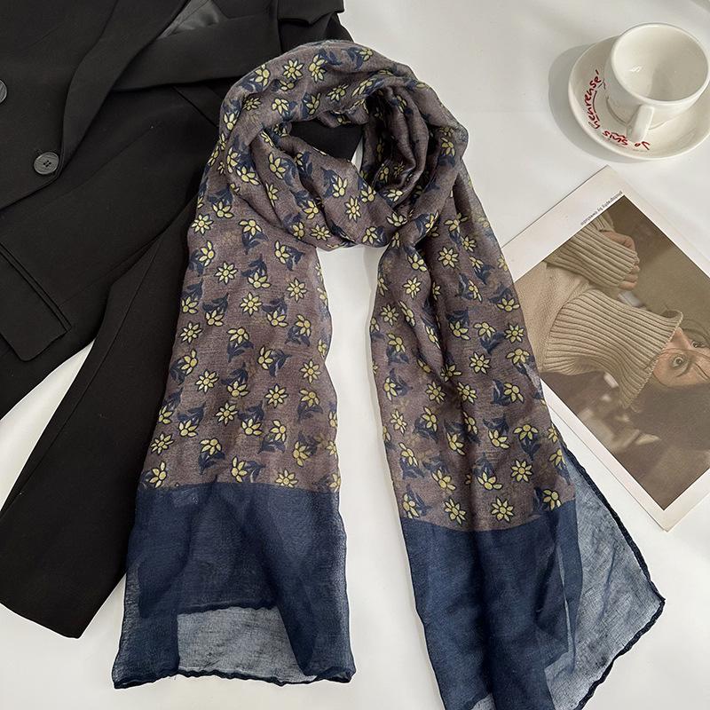 Thin scarf retro trend new Bali yarn scarf long silk scarf women's high sense personalized leopard print shawl