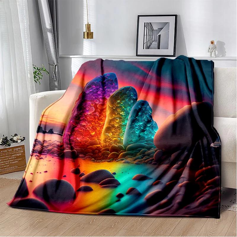 2025 New Style Beauty Colorful Pebble Road Beach Stone Scenery Blanket,Soft Throw Blanket for Home Bedroom Bed Sofa Cover Kids