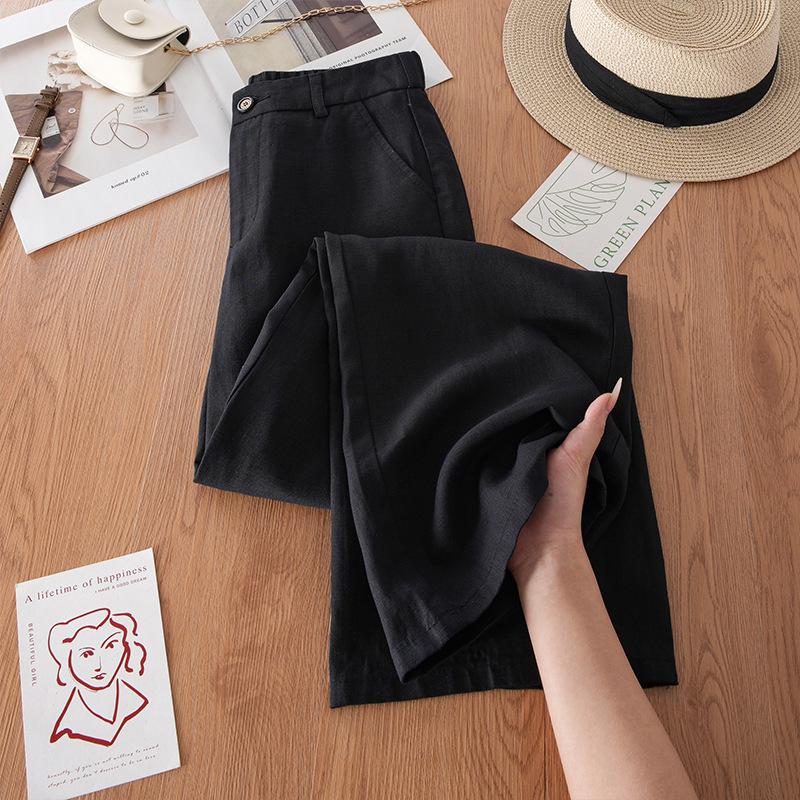 

Women s High-Waisted White Tencel Linen Wide-Leg Summer Pants - 2026 Slimming Loose Casual Style 28 темно-синий