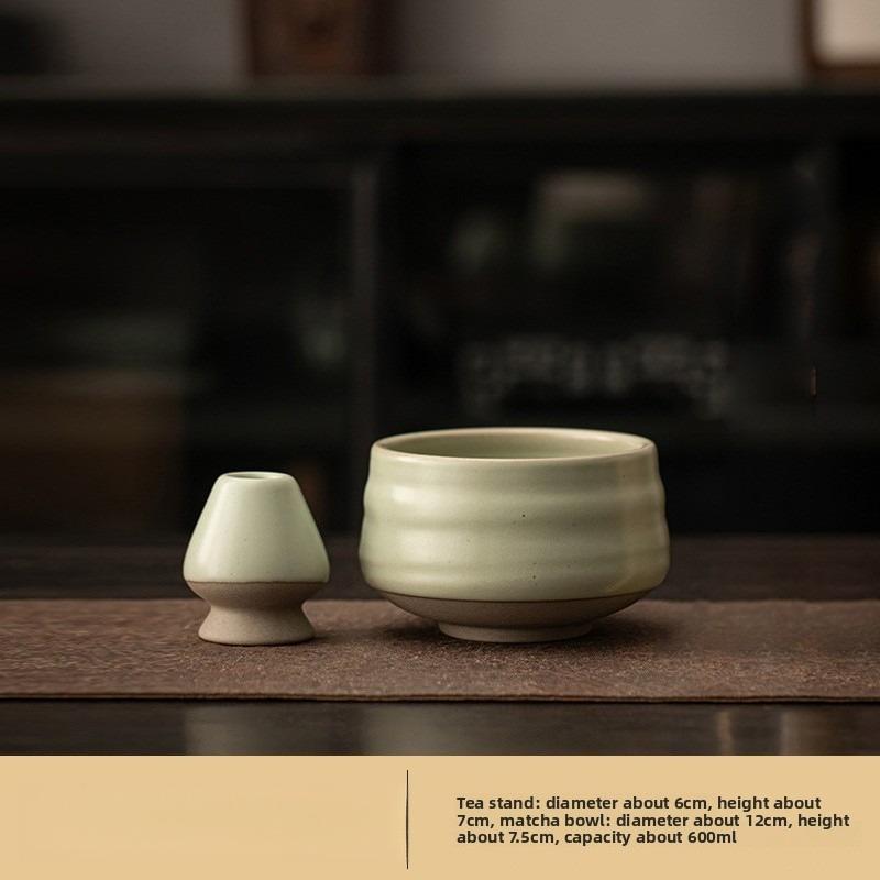 2PCS Japanese Matcha Tea Set Bamboo Tea Brush Ceramic Tea Bowl Composition Chinese Traditional Handmade Tea
