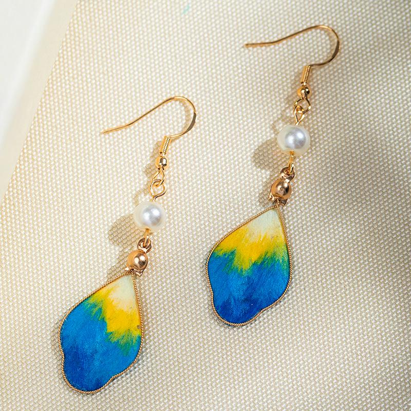 Handmade Silk Velvet 'A Thousand Li of Rivers and Mountains' Earrings - Retro Chinese Style Qipao Accessories with Ear Hooks/Clips for Women