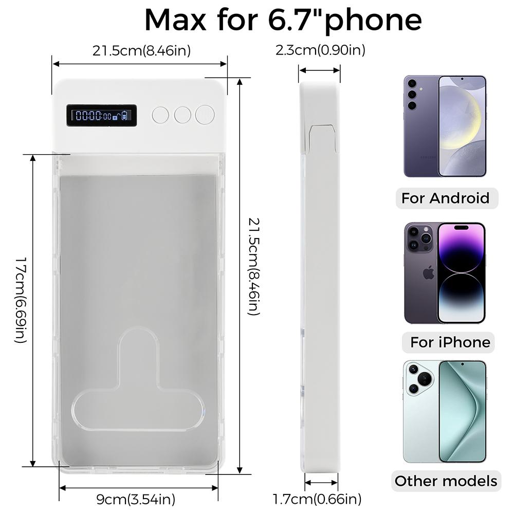 Phone Lock Box with Timer LCD Display Phone Prison Transparent Phone Locker Adults Children Students Self-Discipline Tools