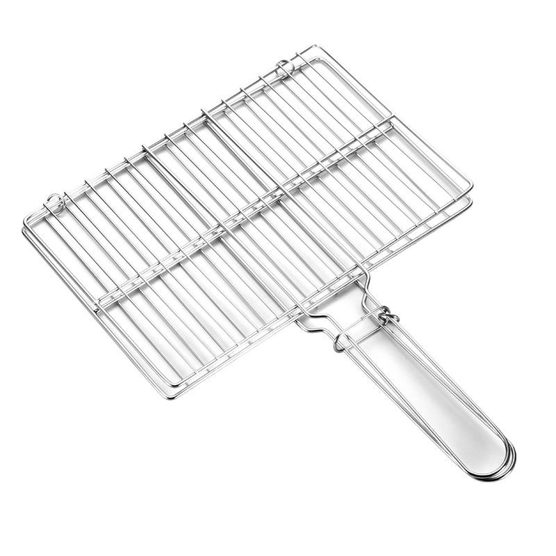 Stainless Steel Folding Barbecue Mesh Outdoor Grilled Fish Net Portable BBQ Tongs Cooking Accessories Vegetable Clip with Handle