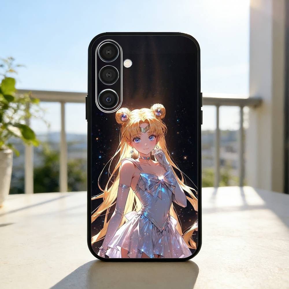 S-Sailor-M-Moon Anime Phone Case For Samsung A73,72,71,A52,51,40,41,A22,A32,31,A13, Soft Black Shell