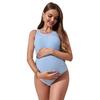 Women’s Maternity One-Piece Swimsuit, Solid Color Double Strap Loose-Fit Backless Pregnancy Swimwear