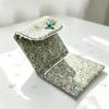 Three-fold Cosmetic Bag Floral Data Cables Organizer Portable Coin Purse  for Students Girls