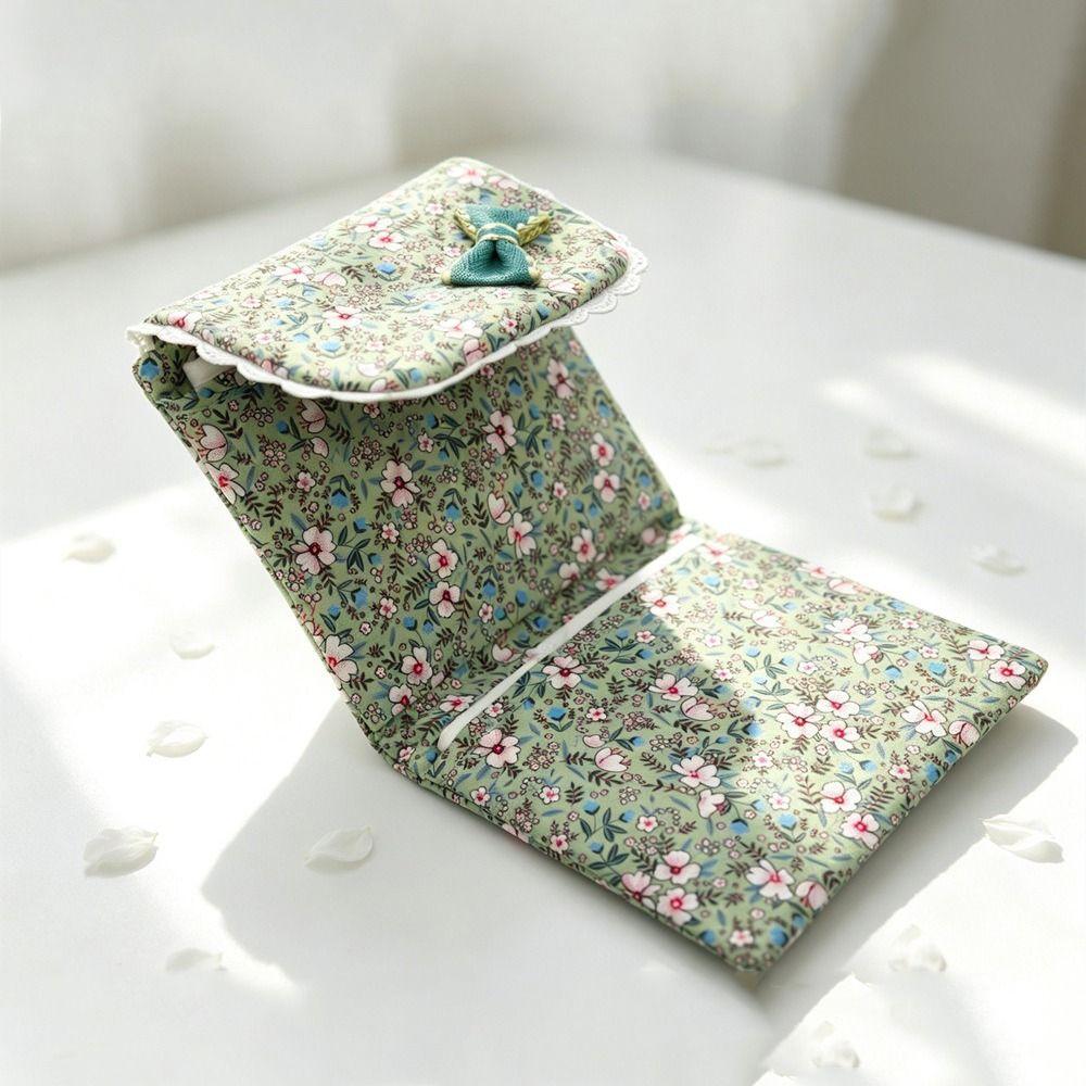 Three-fold Cosmetic Bag Floral Data Cables Organizer Portable Coin Purse for Students Girls