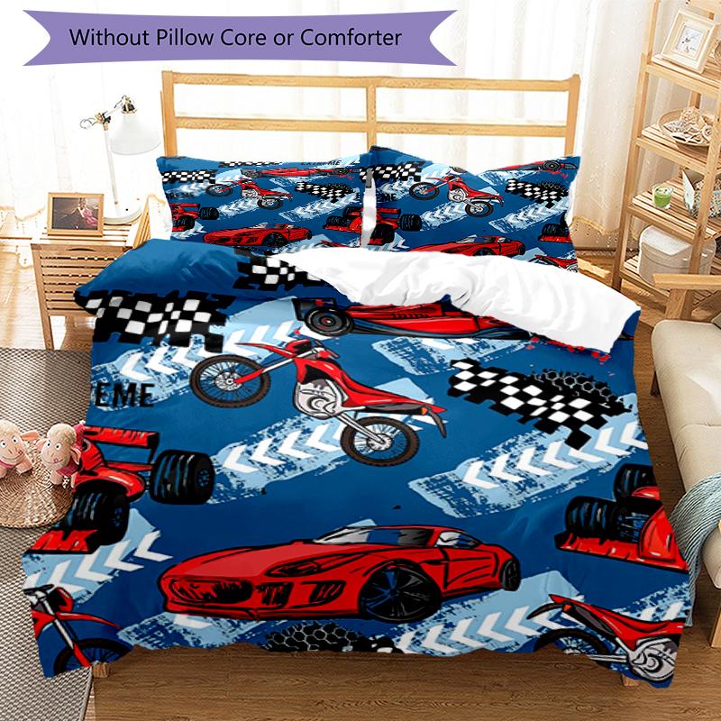3pcs Racing Bedding Set Duvet Cover Closure Includes 1 Duvet Cover & 2 Pillowcases, Soft and Comfortable for All Seasons.
