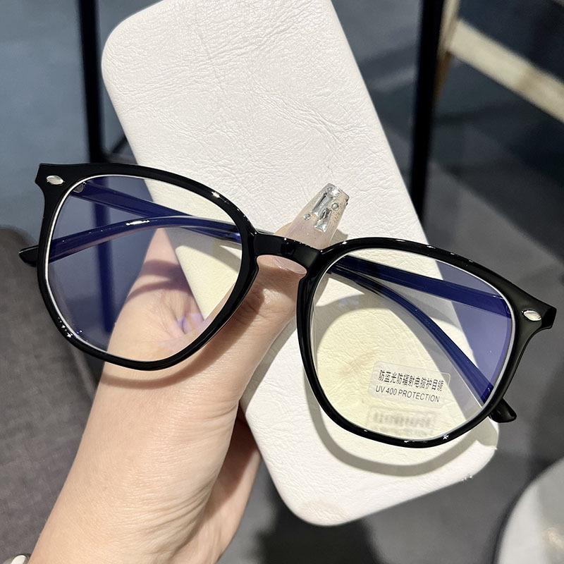 Large Frame Glasses Myopia Female No-Makeup Artifact Black Frame Can Be Equipped With Degree Coffee Color Big Face Thin Eye Frame Frame Male