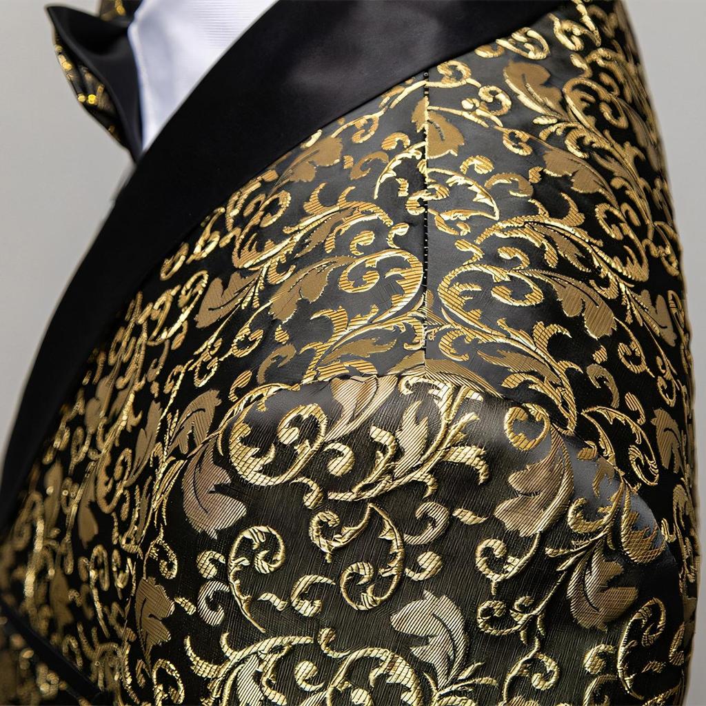 Sacouri Bărbați Costum Jacquard Culori Multiple Slim Bal Nuntă Costum pentru Performanță pe Scenă