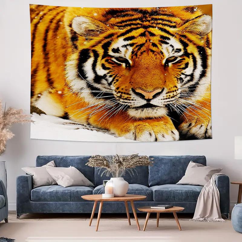 Arazzo da Parete Tigre Animale Selvatico Paesaggio Forestale Decorazione Casa Arazzo Natura Camera da Letto Soggiorno Stanza Estetica Decorazione Arazzo Vintage