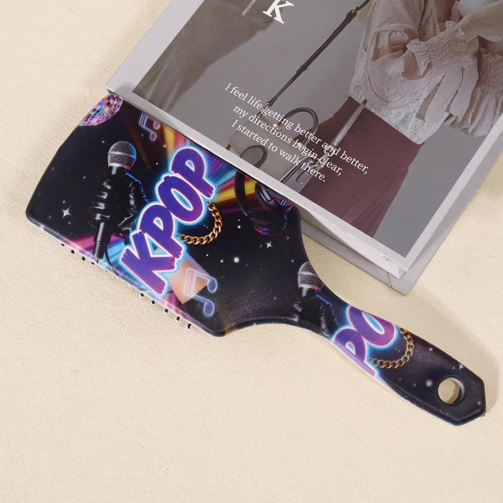 1pc KPOP Music Themed Air Cushion Hair Comb - Anti-static, ABS Plastic Handle and Nylon Bristles, Special for Real Hair Wigs