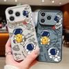 Lunar Astronaut Pattern Magnetic Phone Case For iPhone 17 Pro 16 15 14 13 Pro Max For Magsafe Wireless Charge TPU PC Back Cover