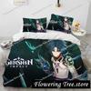 Anime Genshin Impact Game Bedding Set Duvet Cover Bed Set Quilt Cover Pillowcase Comforter king Queen Size Boys Adult Bedding