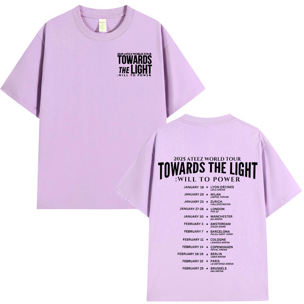 2025 Světové turné Ateez Směrem ke světlu: Will To Power Tričko Pánské Dámské Bavlněná trička Módní Korejské Kpop Tričko Streetwear