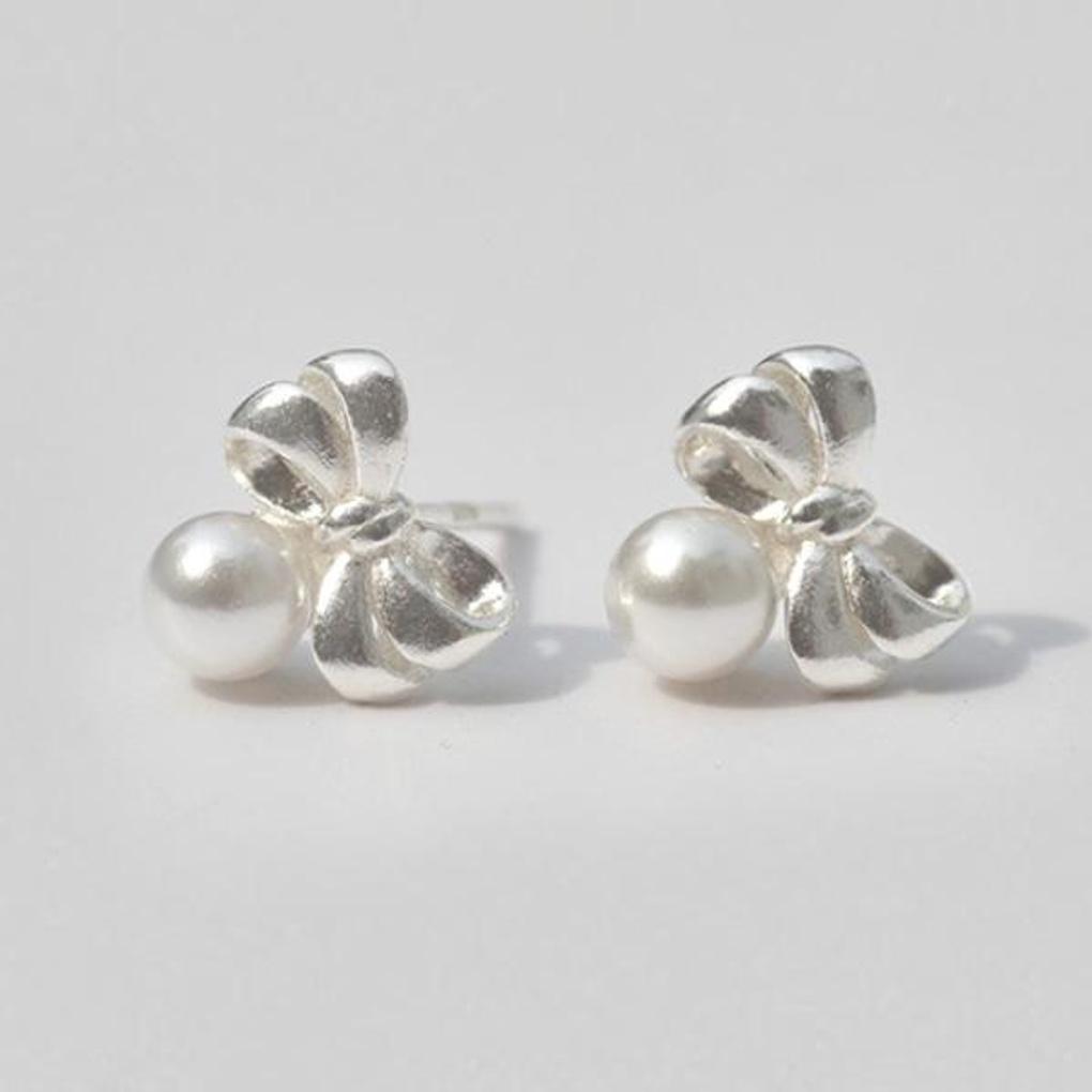 Women's Buni Accessories Sari  Pearl Ribbon Earrings