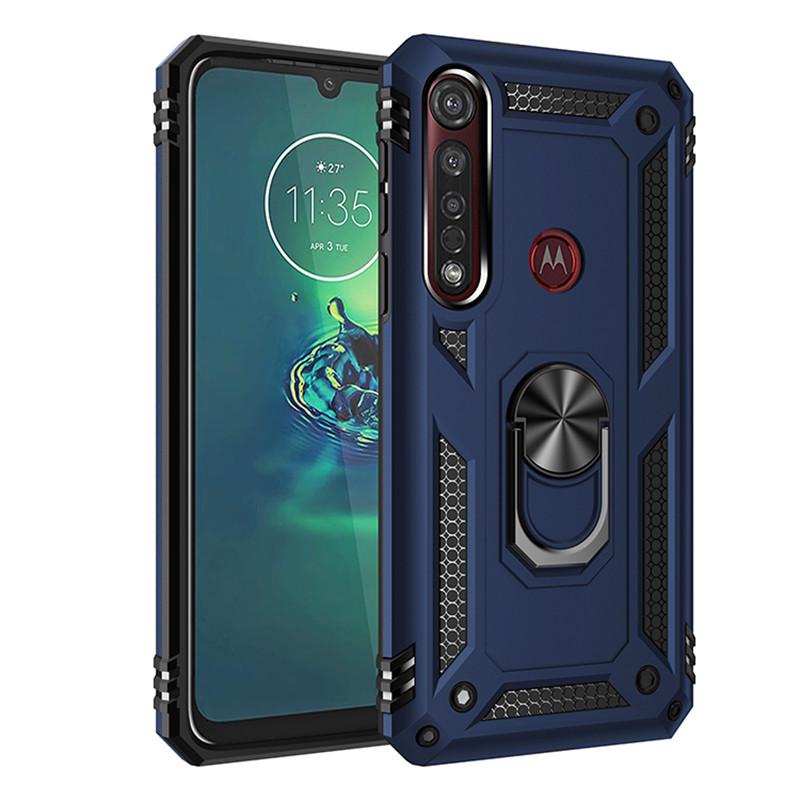 

Для Motorola Moto G6 G7 Plus G8 Play Чехол Противоударный Броня Магнитный чехол с металлическим кольцом для Moto G8 Power Lite Задняя крышка For Moto G8 Plus тёмно-синий