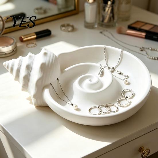 Conch-shaped Tray 3D Printed Conch Jewelry Tray, Rings Earrings Necklaces Organizing Small Item Dish, Trinket Keys Holder Plate for Home Decor Storage