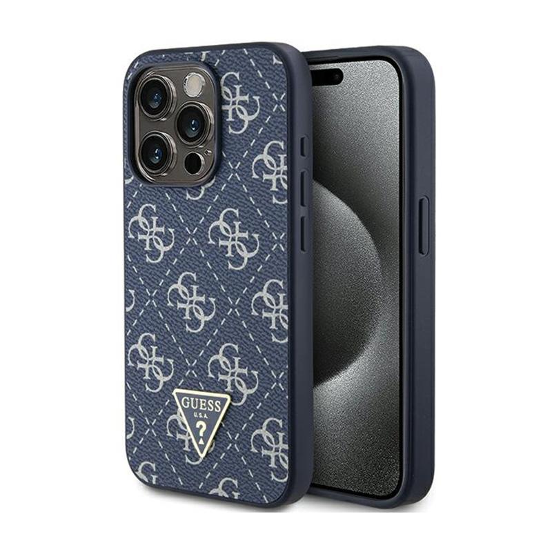 Guess 4G Triangle Metal Logo - Etui Iphone 15 Pro (Niebieski)