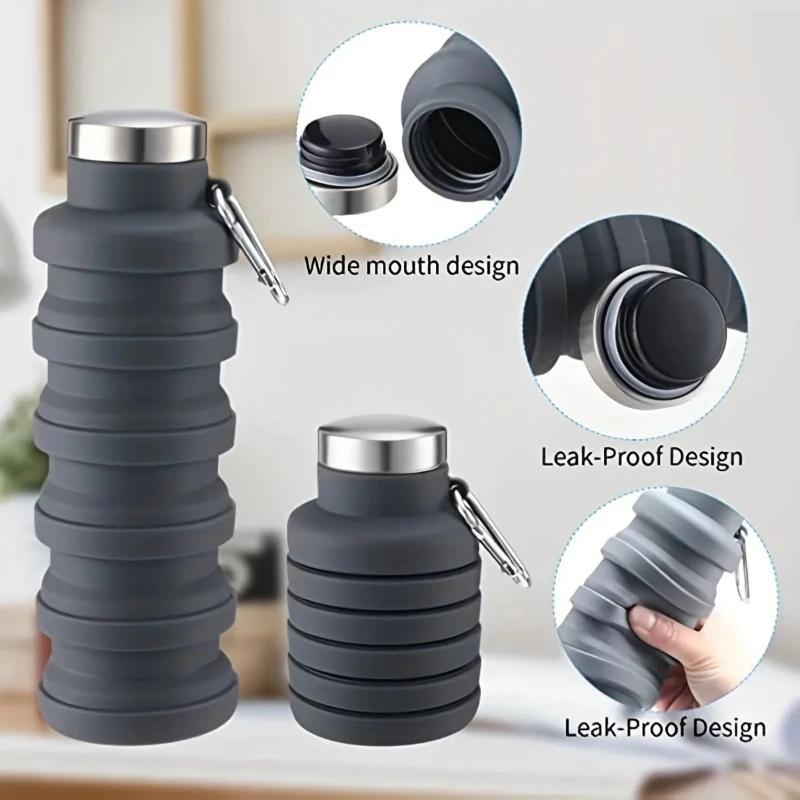 Taza de Agua de Silicona Botella de Agua para Exterior Plegable Portátil Reutilizable Vaso Telescópico Botella de Agua de Viaje para viajes deportivos al aire libre