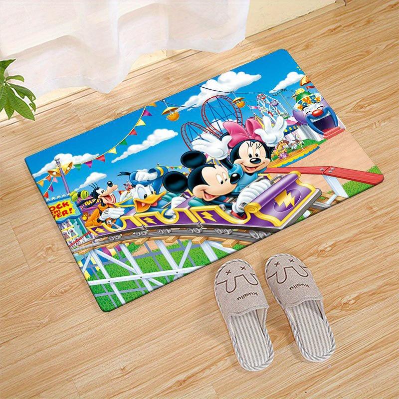 

1pc Mickey and Minnie_ Area Rug, Non-Slip Floor Mat, Cartoon Character Design, Soft Velvet, Room Decor, Washable Indoor Carpet 60cm by 90cm