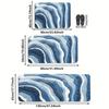 Ocean Wave Pattern Bath Mat Super Absorbent Non-slip Soft Microfiber Bathroom Rug for Shower Room Home Decor