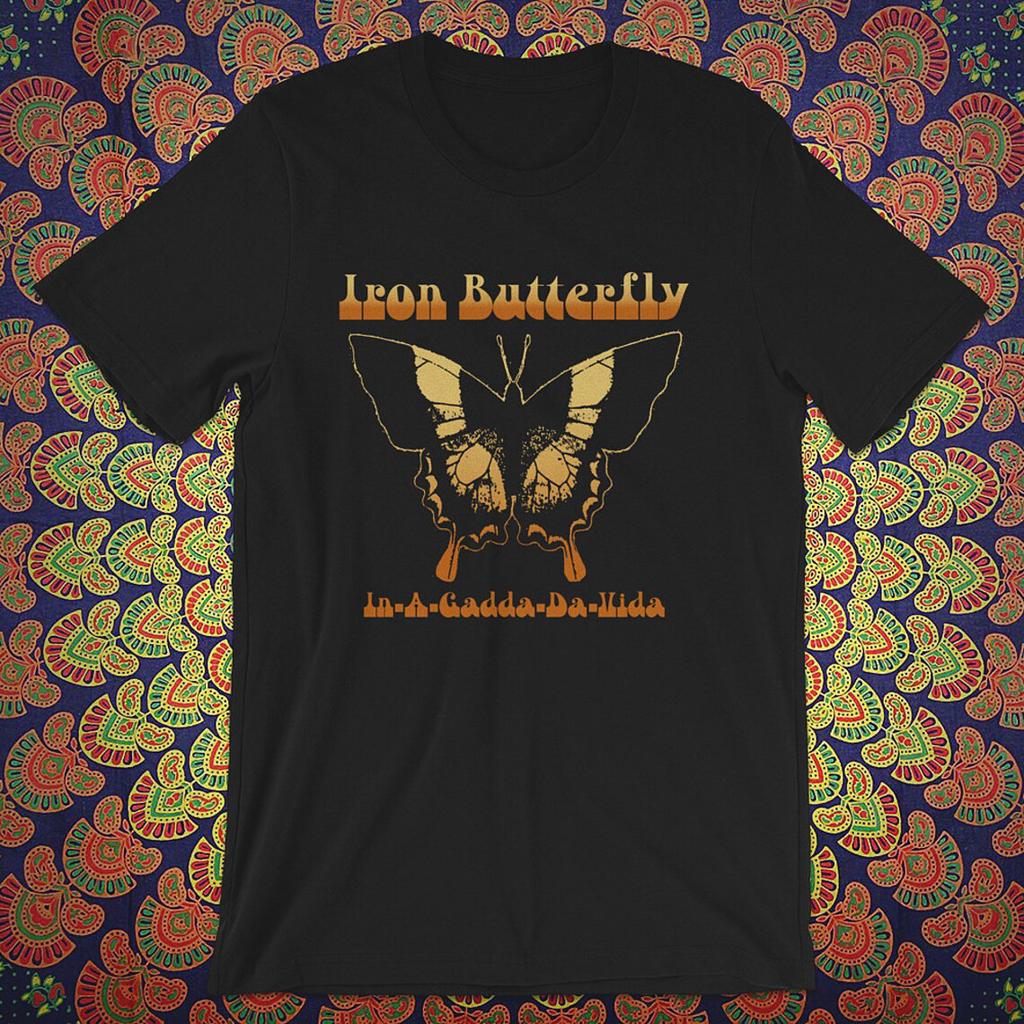 Iron Butterfly In a Gadda Da Vida Men's Black T-Shirt Unisex Tee UB042