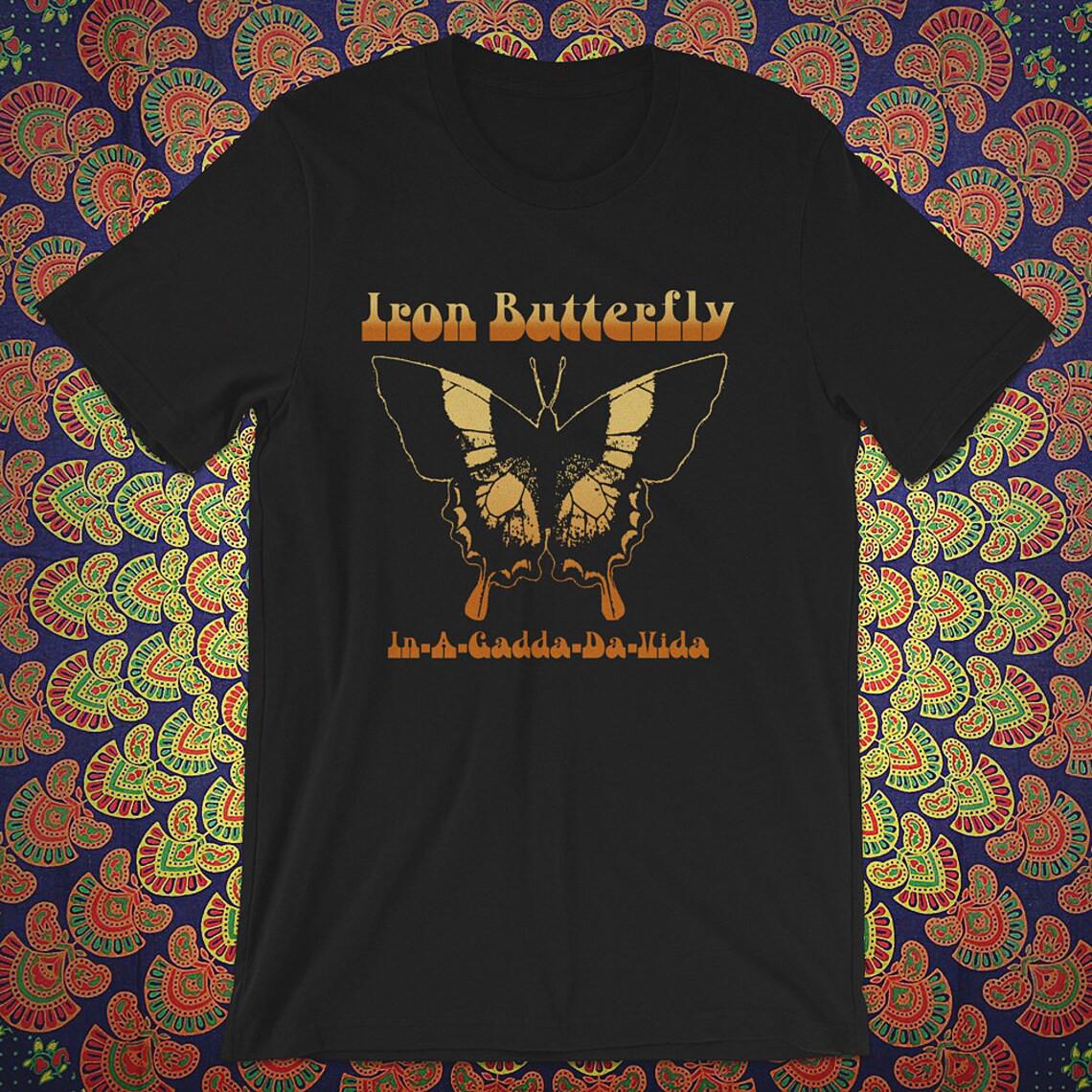 

Iron Butterfly In a Gadda Da Vida Men s Black T-Shirt Unisex Tee UB042 M