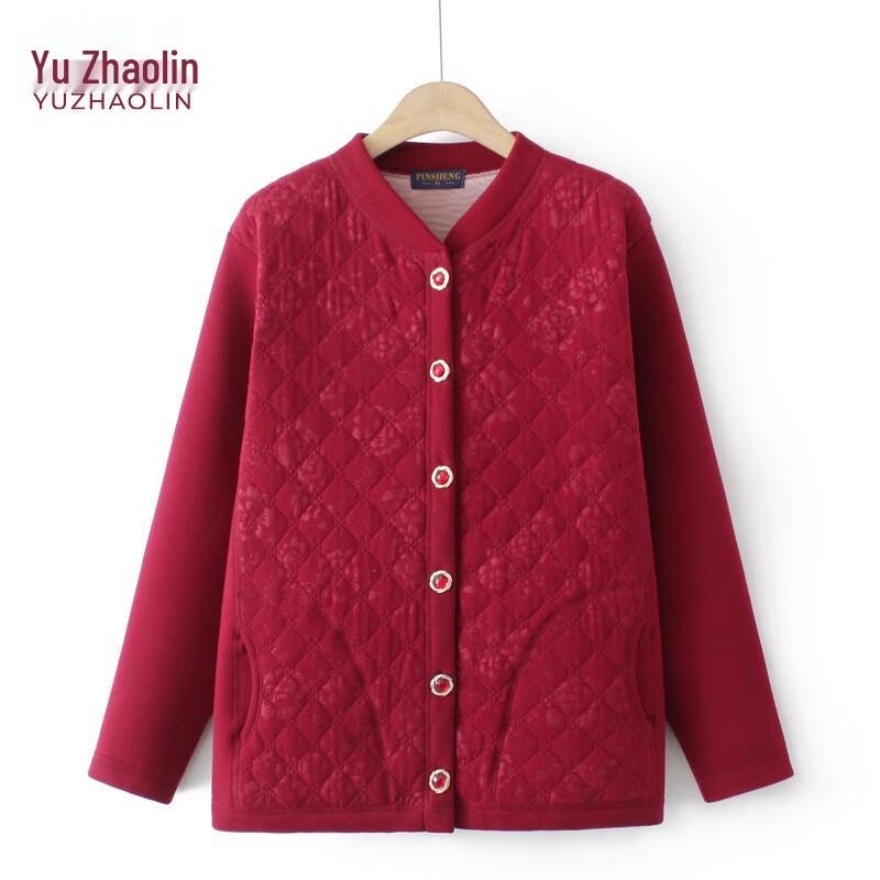 

YUZHAOLIN Elderly Women s Fleece-Lined Thermal Cardigan Top 4XL