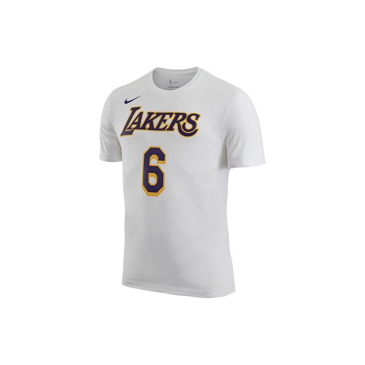 Men s Nike NBA Lakers Lebron James No. 6 Casual Breathable Sports Short Sleeve White T-Shirt CV8529-116 L