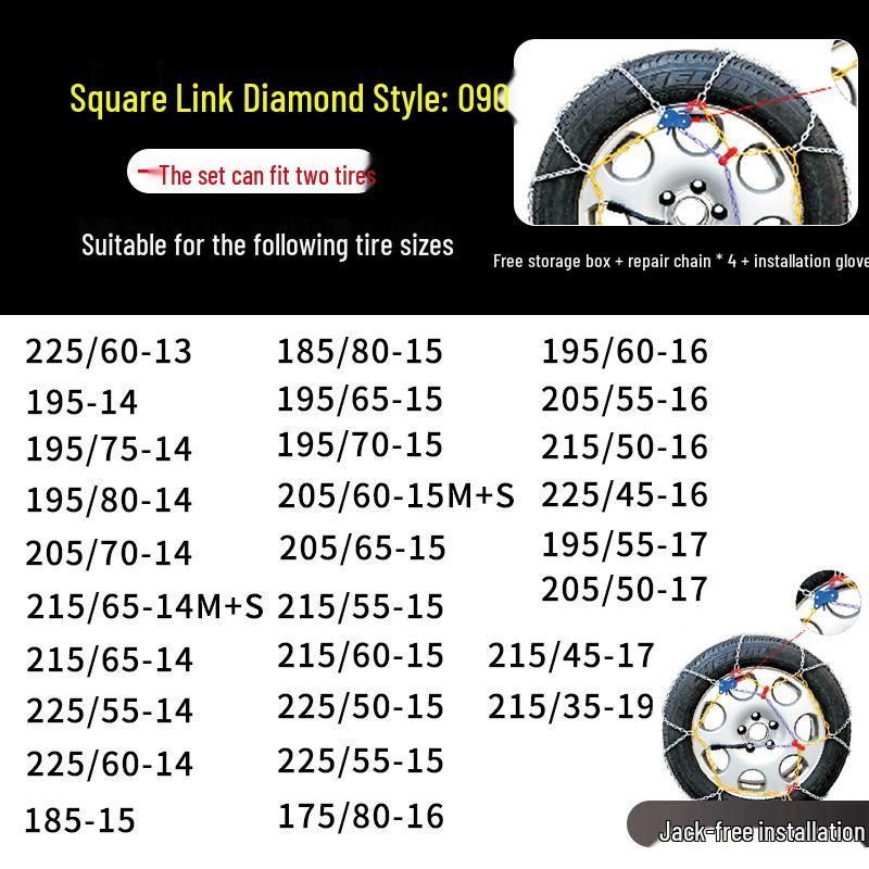 Winter Emergency Stainless Steel Anti-Skid Tire Chains for Cars, Trucks, and Vans