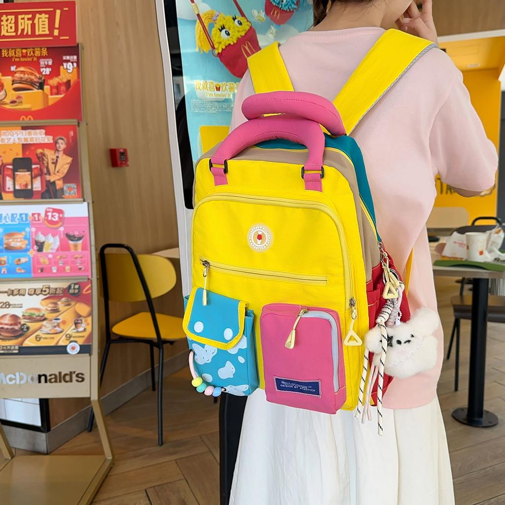Schoolbag High-value schoolbag for junior high school students, female Japanese and Korean style ins, portable dual-purpose backpack for girls