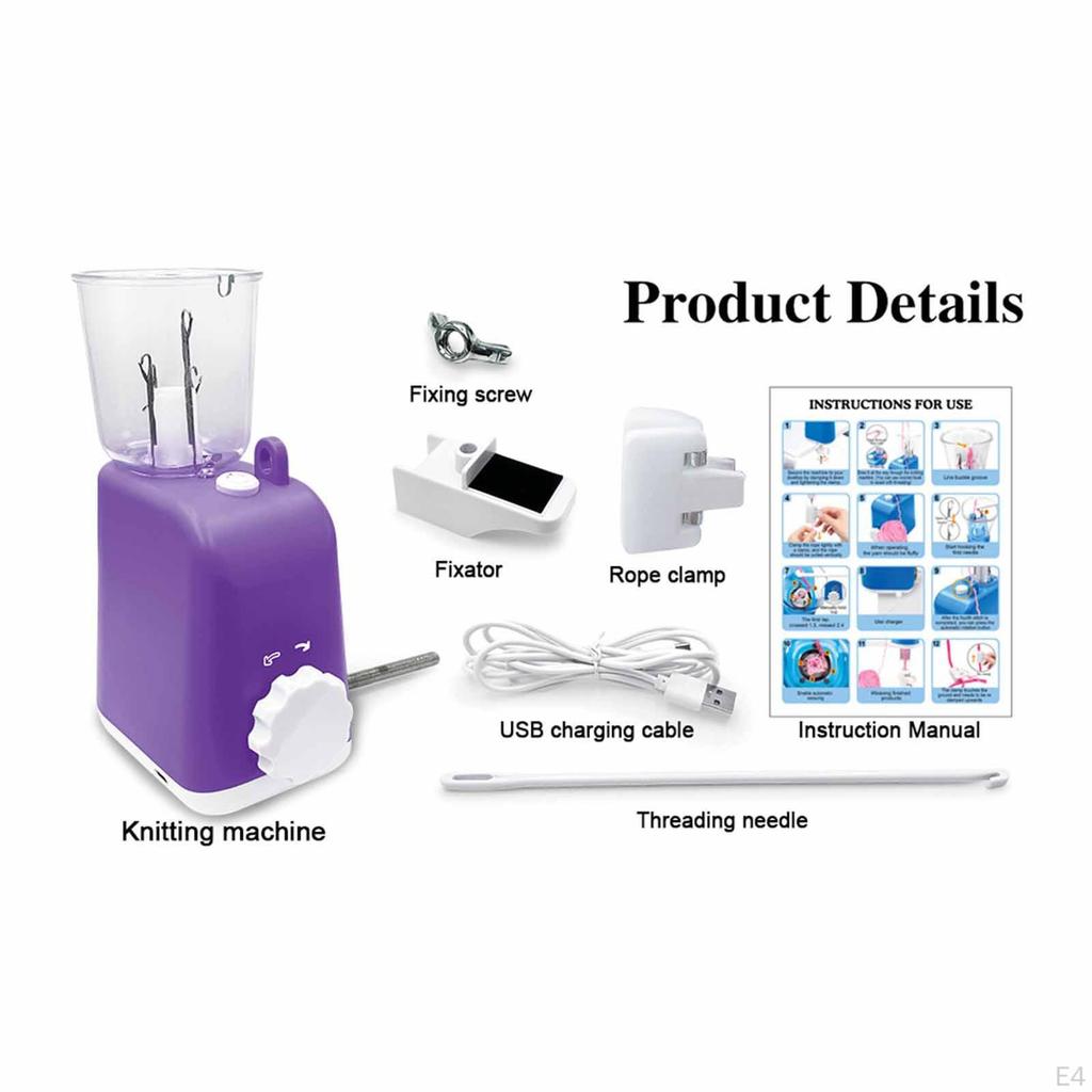 Automatic Electric Knitting Machine for Beginners Crochet Loom Braiding Yarn Helper Manual PP Thread