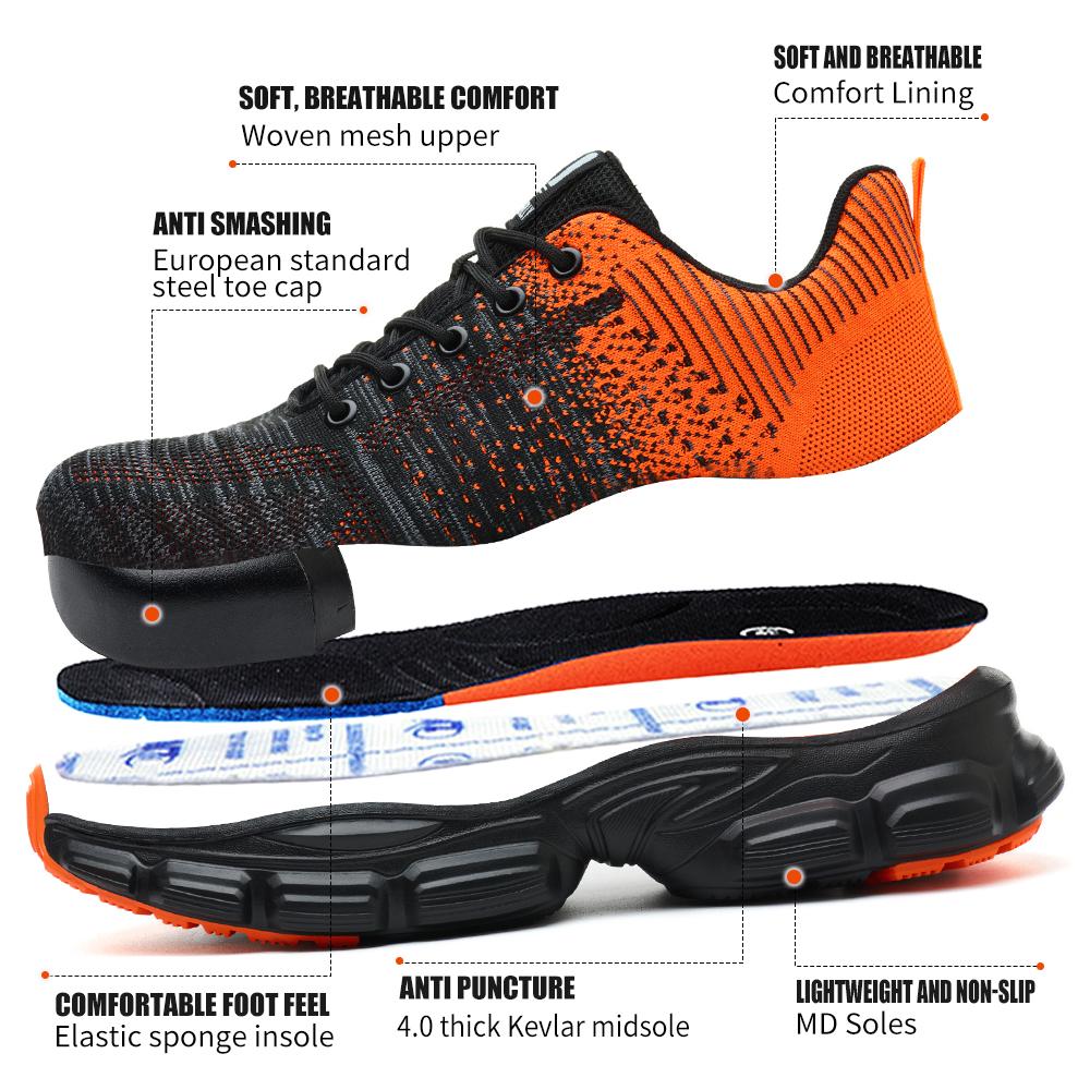 Lightweight Safety Shoes Men 6 Colour Work Sneakers For Men Women Steel Toe Shoes Puncture-Proof Protection Shoes Security Boots