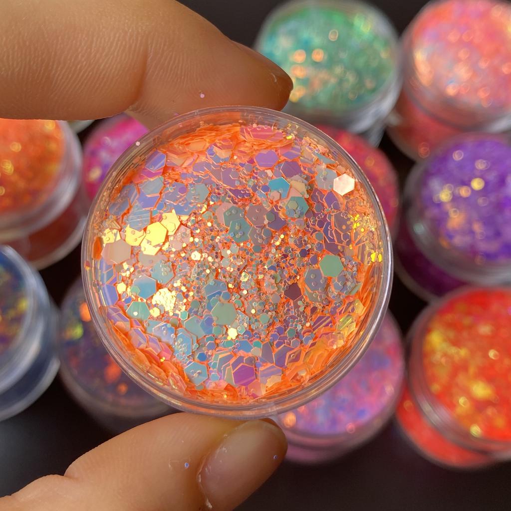 High Sparkly Polyester Iridescent Glitter Chunky Mix Snow Globe Tumbler Makeup PET Glitter