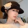 Floral Black Knitted Hat Lace Women Fisherman Hat Fashion Hepburn Style Topper Hat Wedding