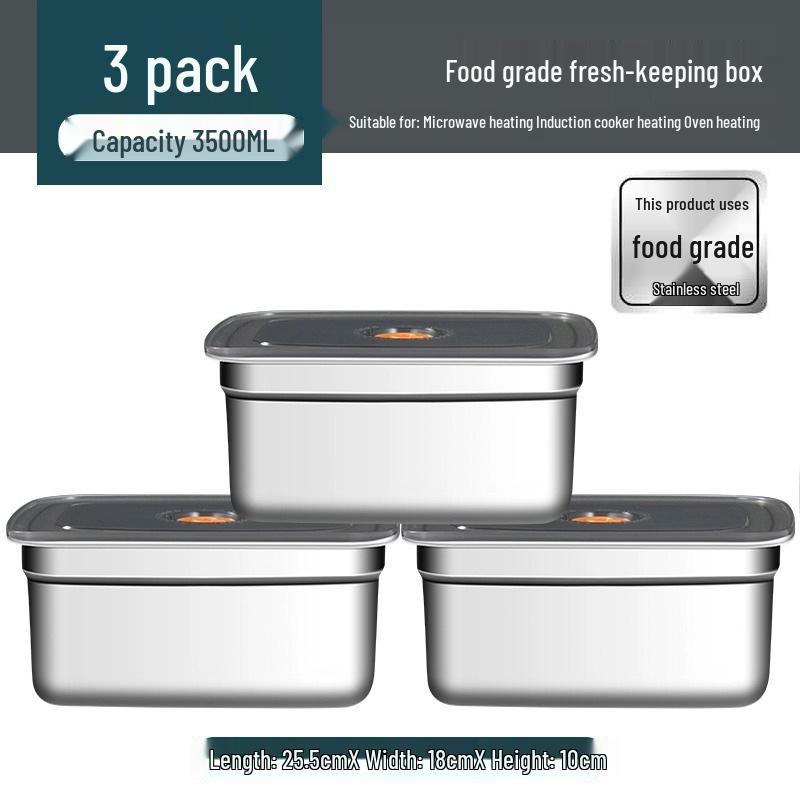 Stainless Steel Food Storage Box with Lid - Square Tray Lunch Container for Office Workers