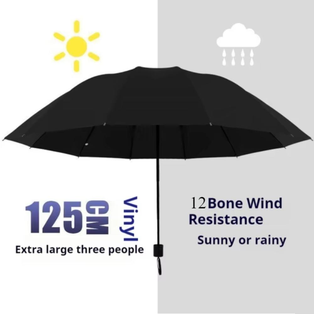 

Очень большой ветрозащитный зонт с защитой от УФ-излучения — прочный, водонепроницаемый, открывается вручную от солнца и дождя чёрный