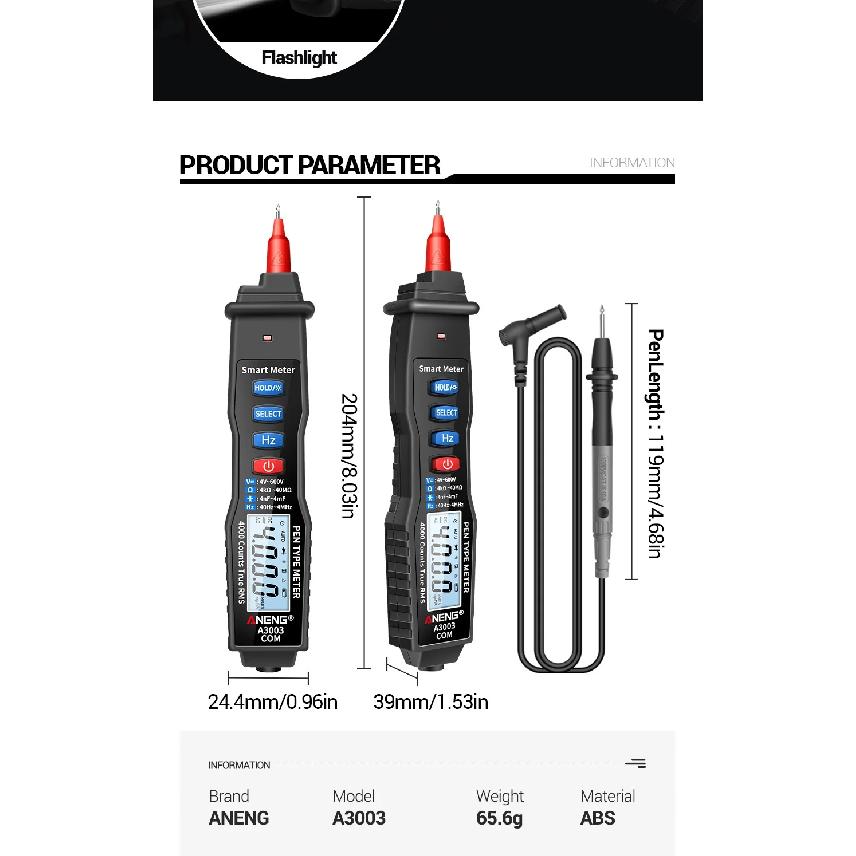 ANENG Digital Multimeter Pen Type Kit AC/DC Voltage Induction Zero Fire Neon Bulb Indicator High Precision Electrician Tools