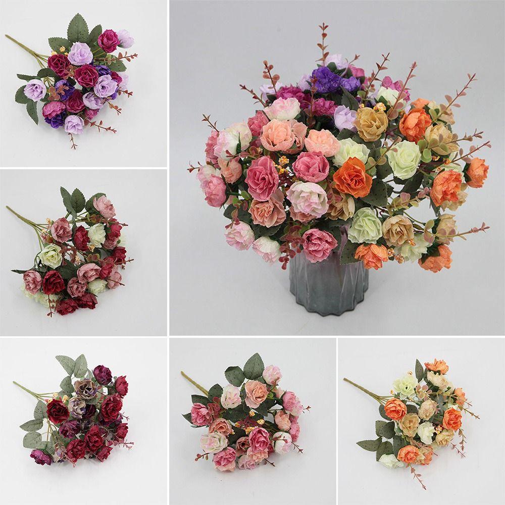 Multicolor Rose Bouquet Artificial Flower 21 Heads Simulation Flowers New Faux Rose Flower  Gifts