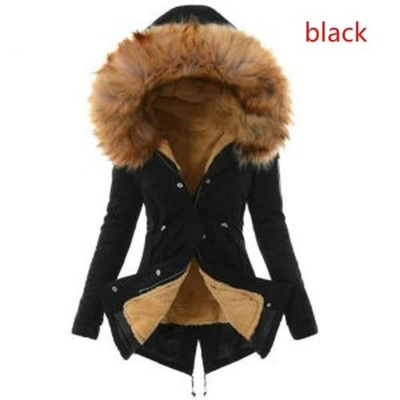 Luxuriously Warm Winter Womens Parka Outwear Military Hooded Coat With Fur Lining